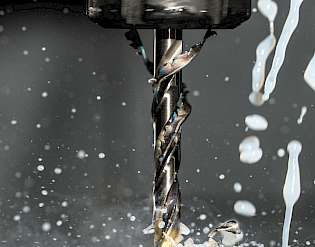 Metalworking fluid on a drill
